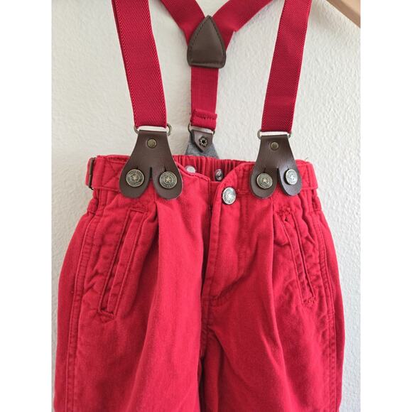 12m Vintage Children's Place Red Pants With Removable Suspenders - Picture 3 of 7